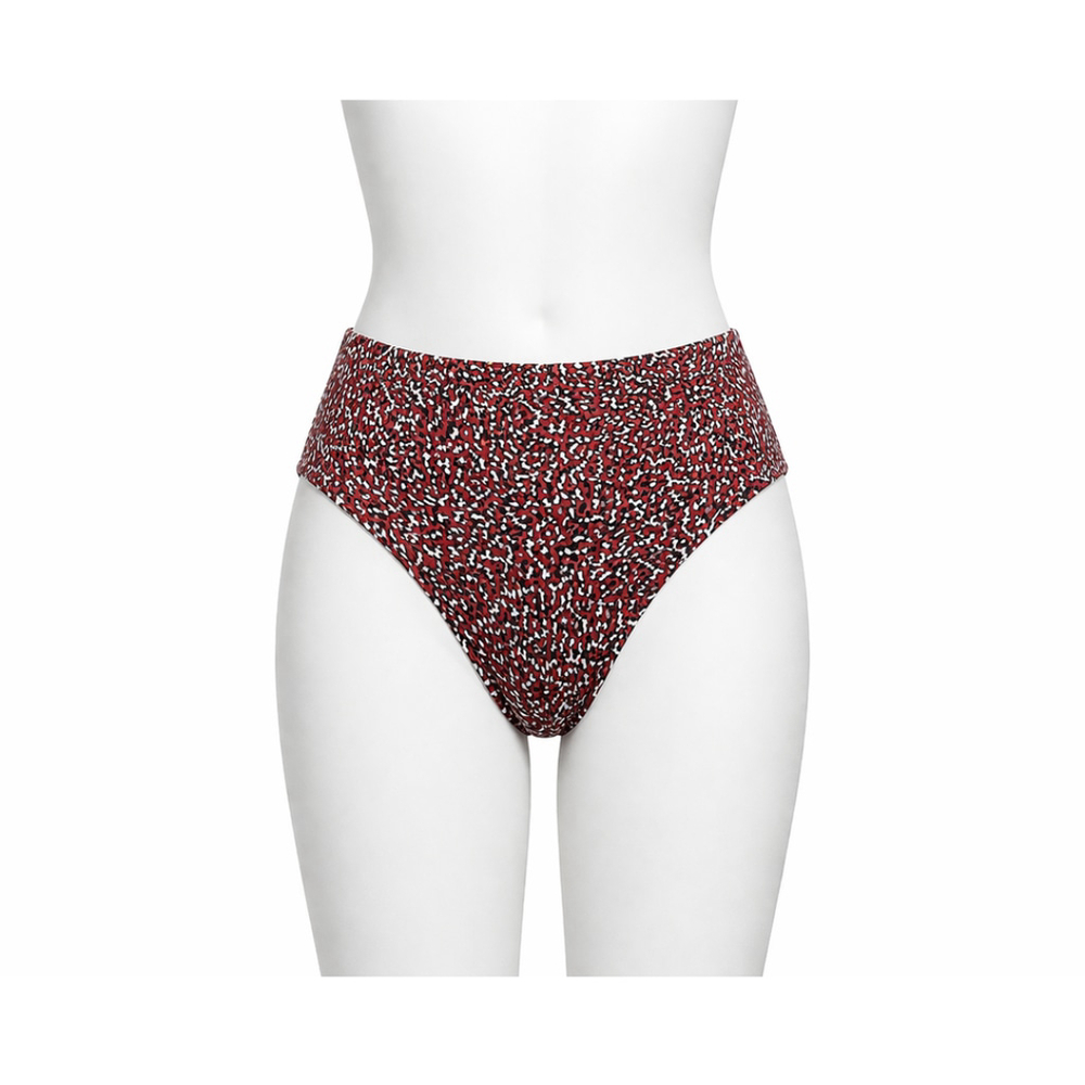 Women’s High Waist High Leg Bikini Bottom – Red Leopard Print – Size XS – NWT